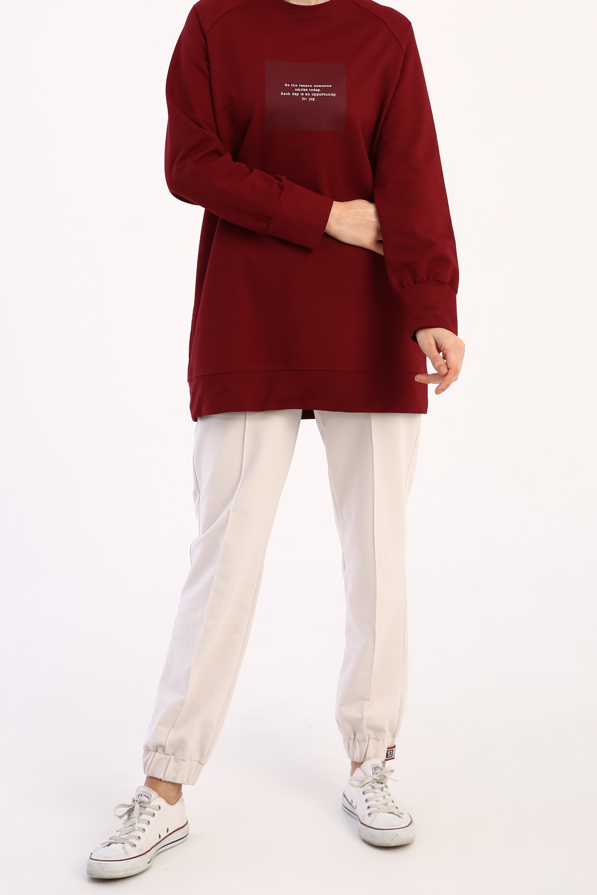 ALLDAY Kadın Bordo Penye Reglan Kol Sweatshirt