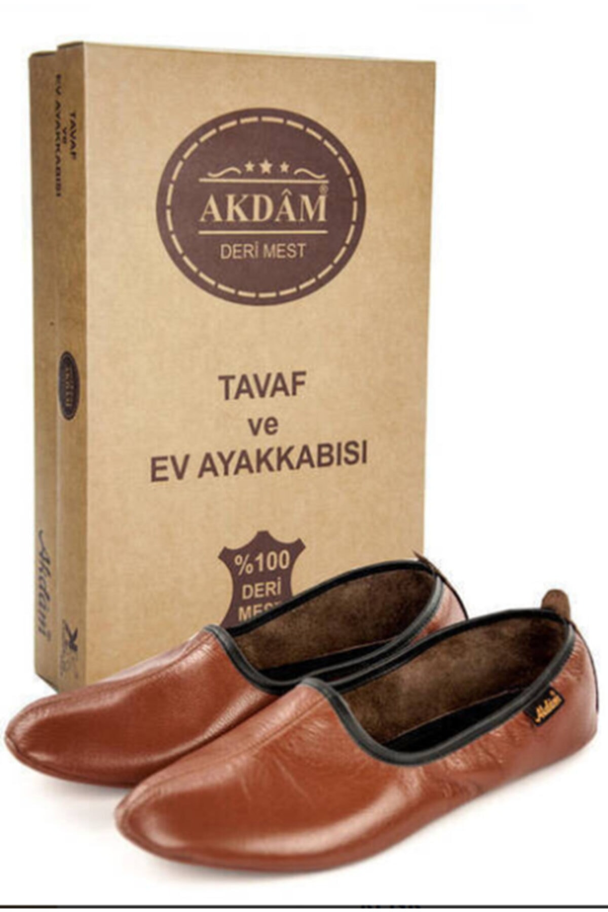 Akdam Unisex Kahverengi Hakiki Deri Ev Ayakkabısı (35-46 Numara)