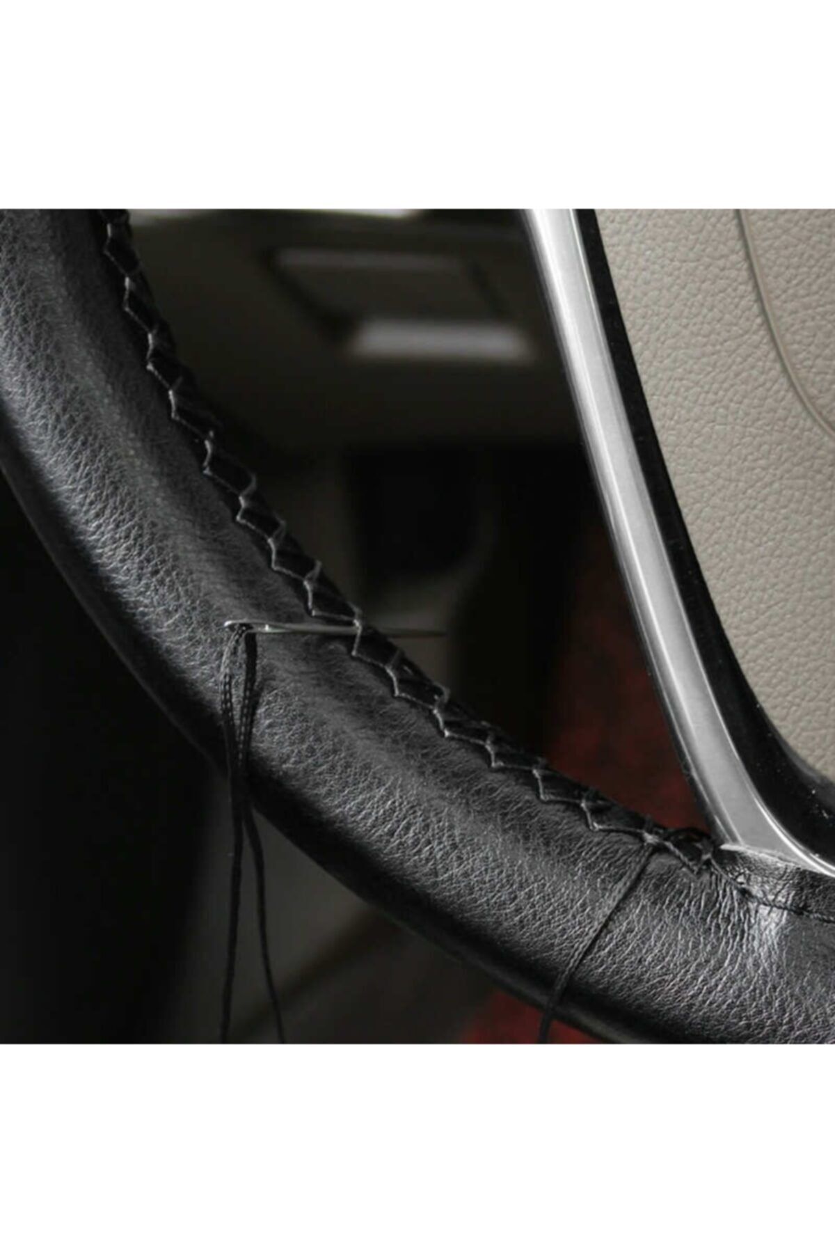 MOPS Renault Megane 1-2-3-4 Deri Oto Direksiyon Kılıfı Sarmalı Dikmeli Siyah