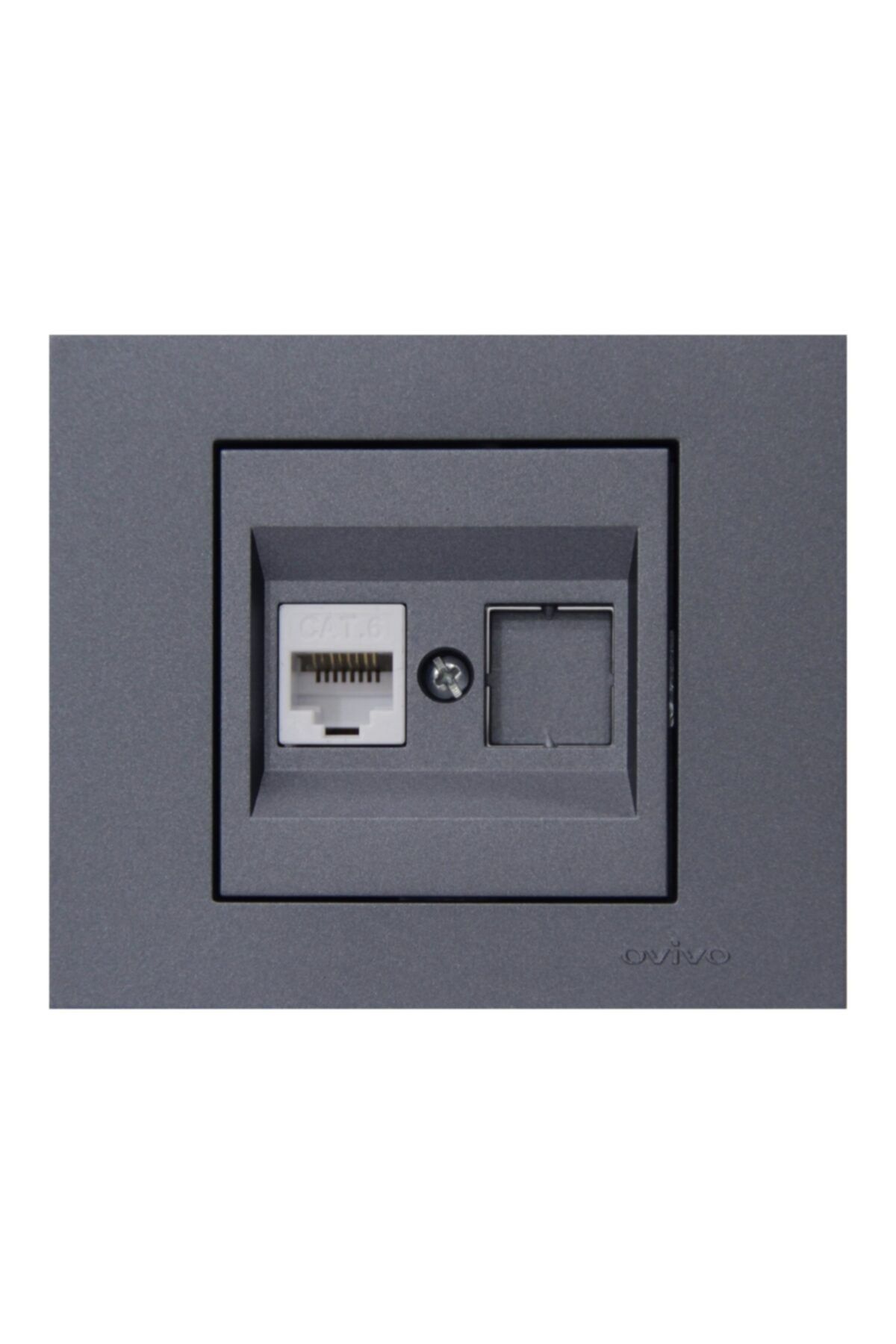 OVİVO Seldur Rj45 Cat6 Data Prizi 1'li Füme Çerçeve