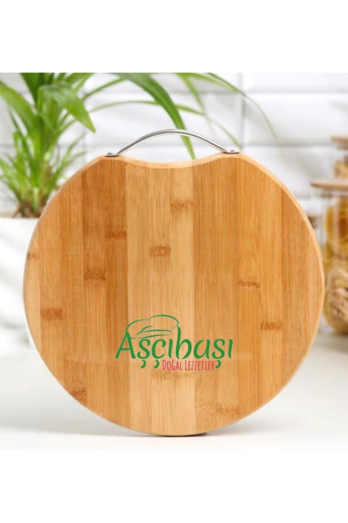 balsa group Aşçıbaşı Antibakteriyel Yuvarlak Bambu Kesme Sunum Servis Tahtası 25cm