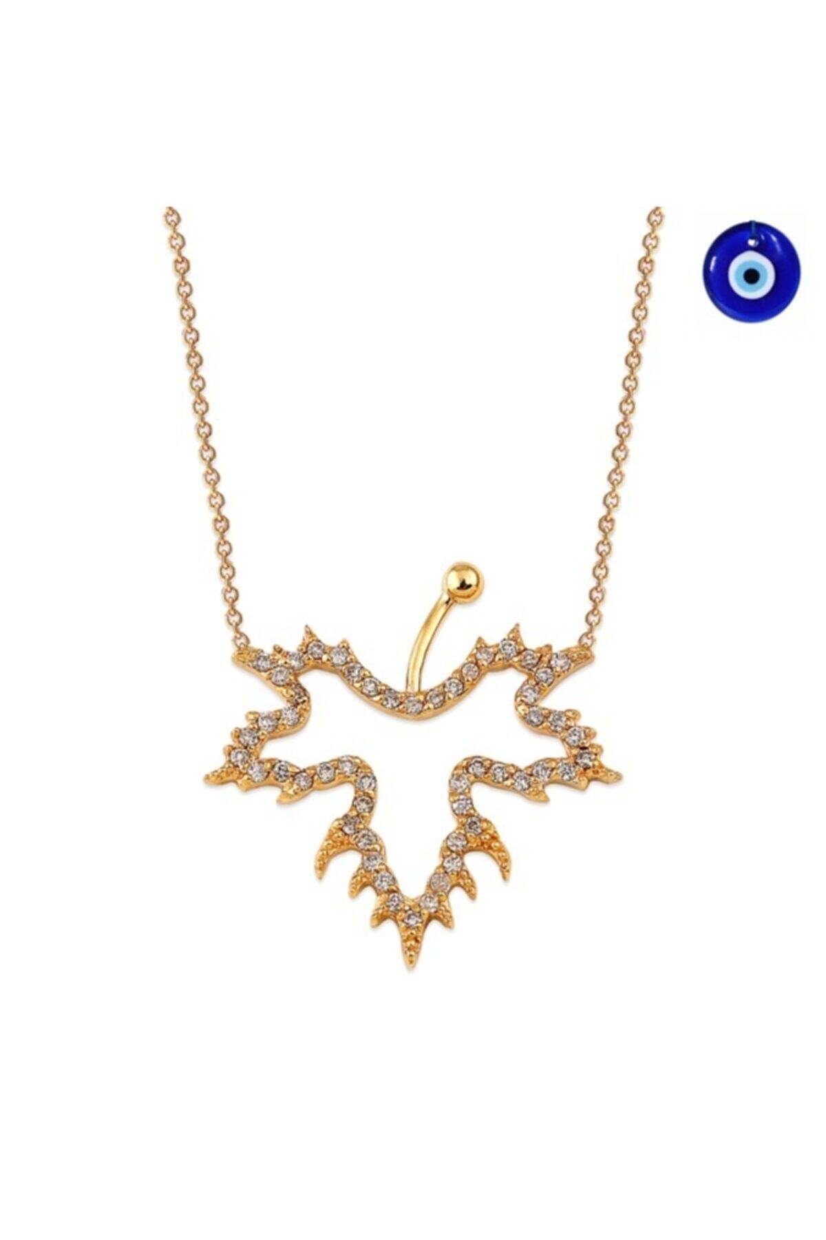 Barok Diamond Pırlantalı Belda Yaprak Kolye 0.22ct 14 Ayar