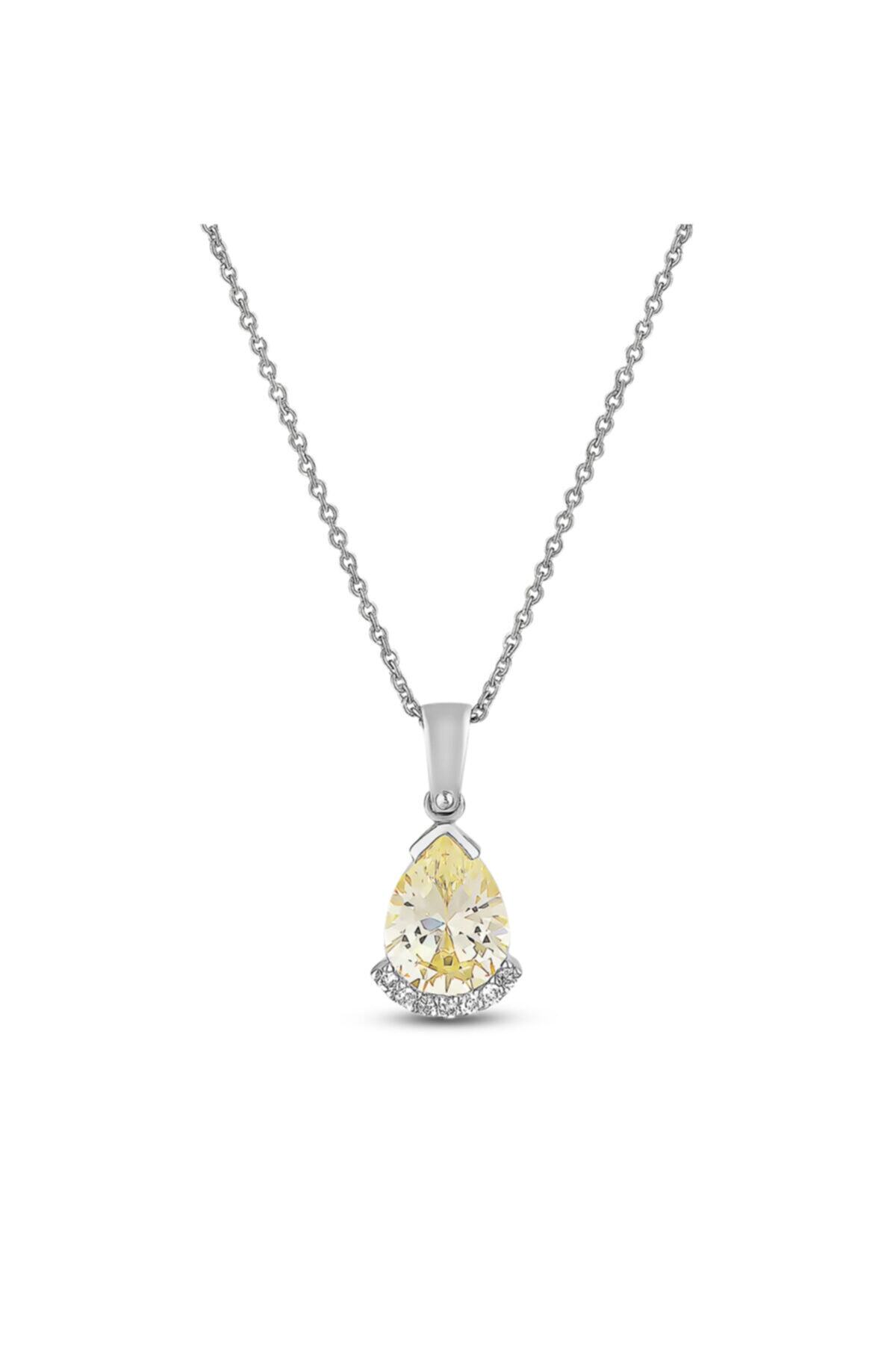 Barok Diamond Damla Citrine Taşlı Pırlanta Kolye 2.93 Ct. 18k