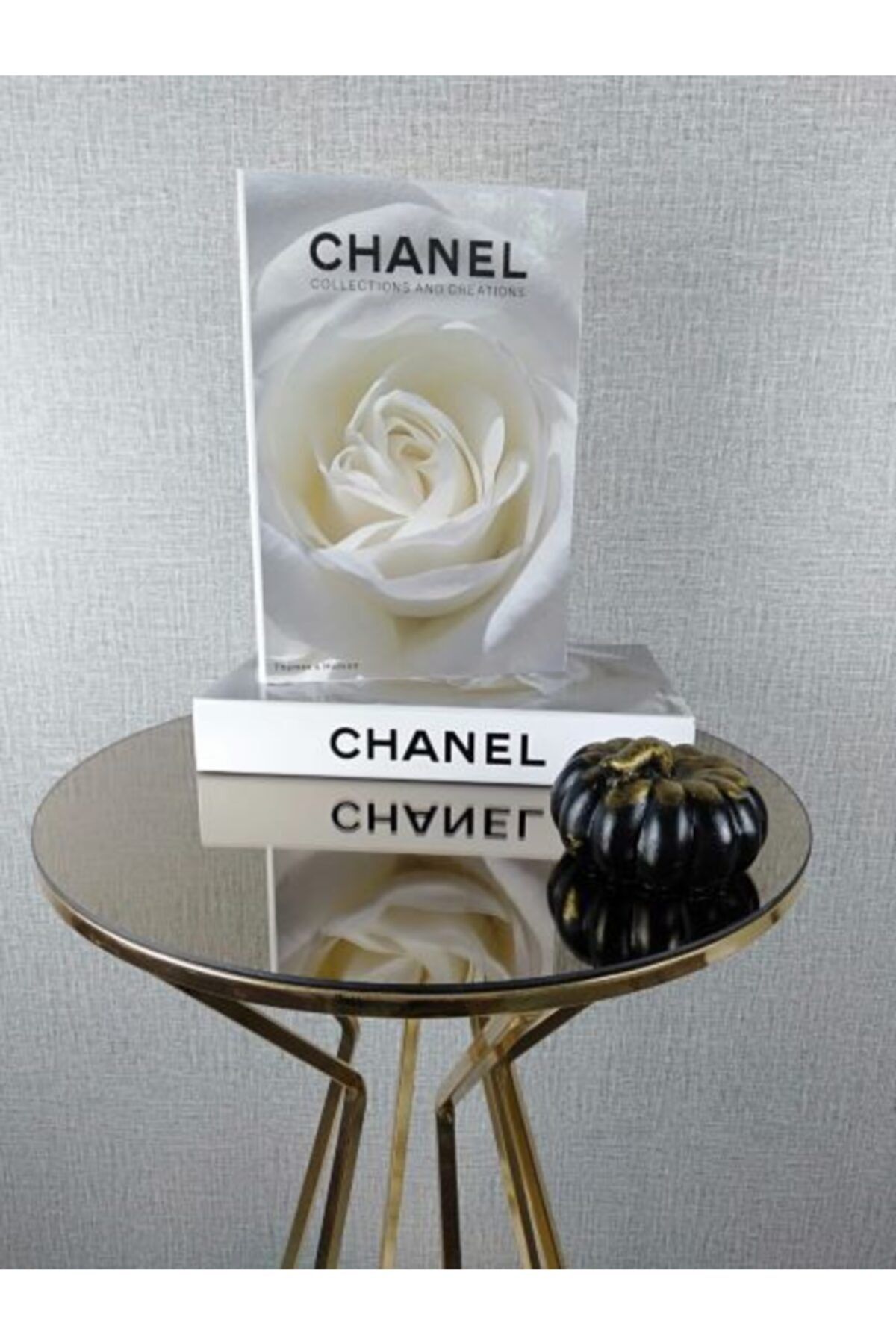 Arkeon Home Chanel Beyaz Gül Dekor Dekoratif Kitap Kutusu