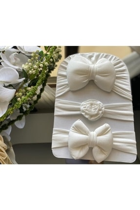 Kız Bebek Fiyonklu Bone Bandana 3lü Set Image 0