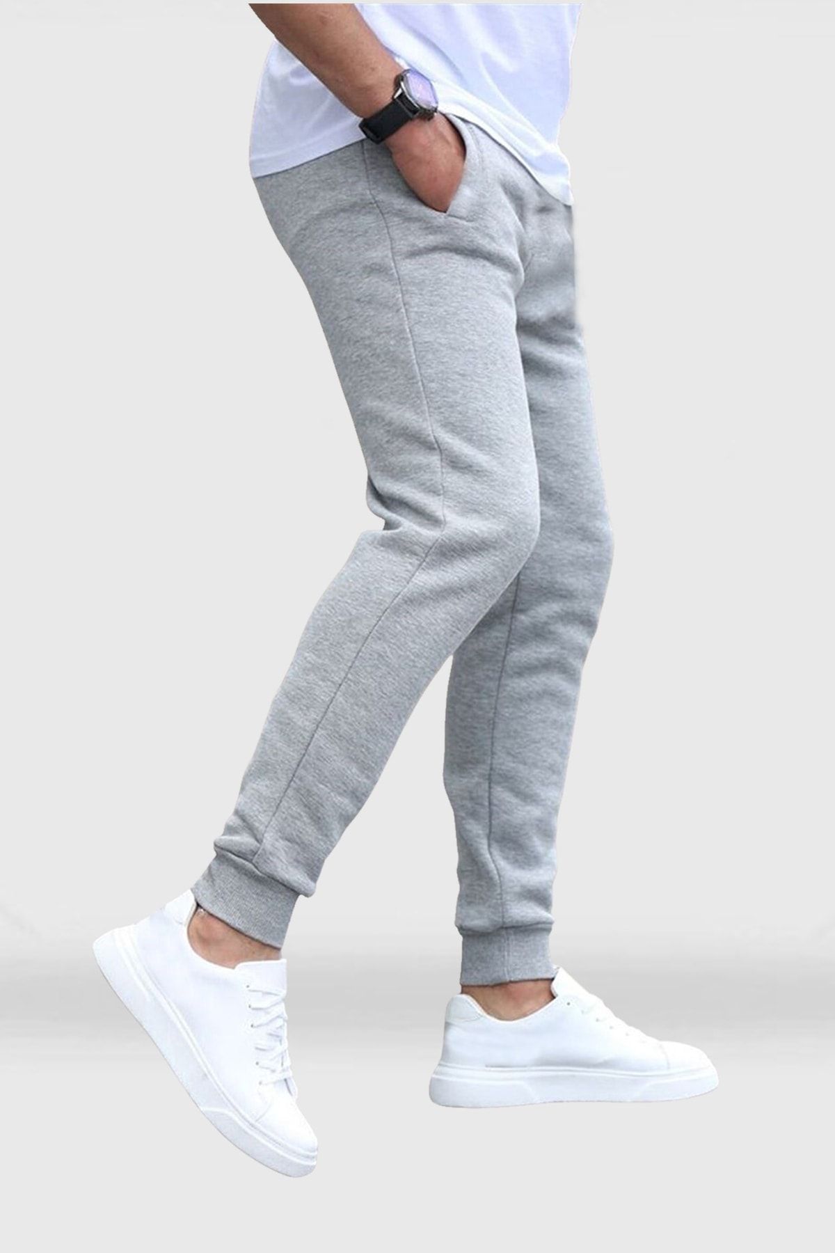 Me And 13 Black Men s Sweatpants Slim Fit Mold Cotton Inside Gray