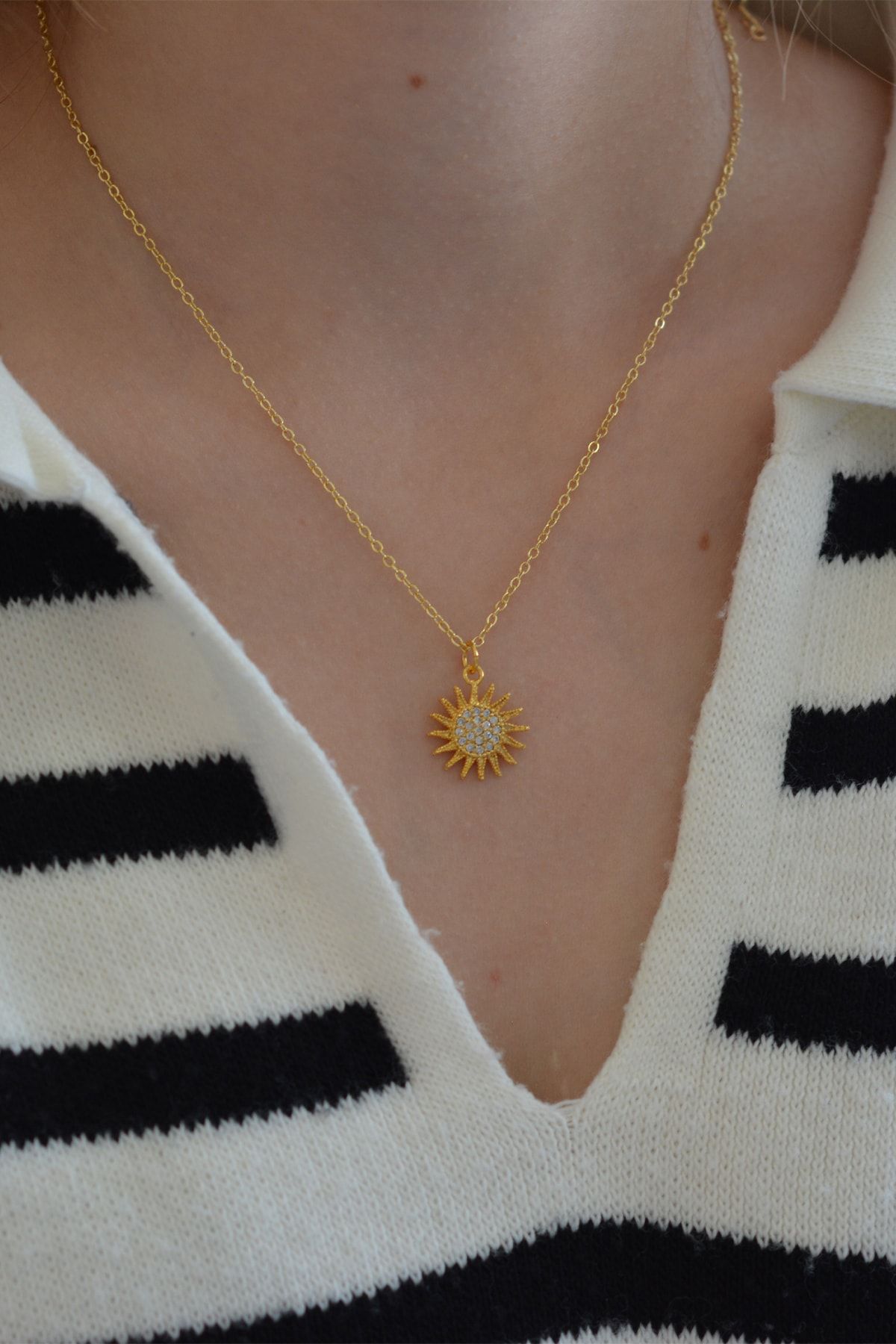 Gold plated sales sun necklace