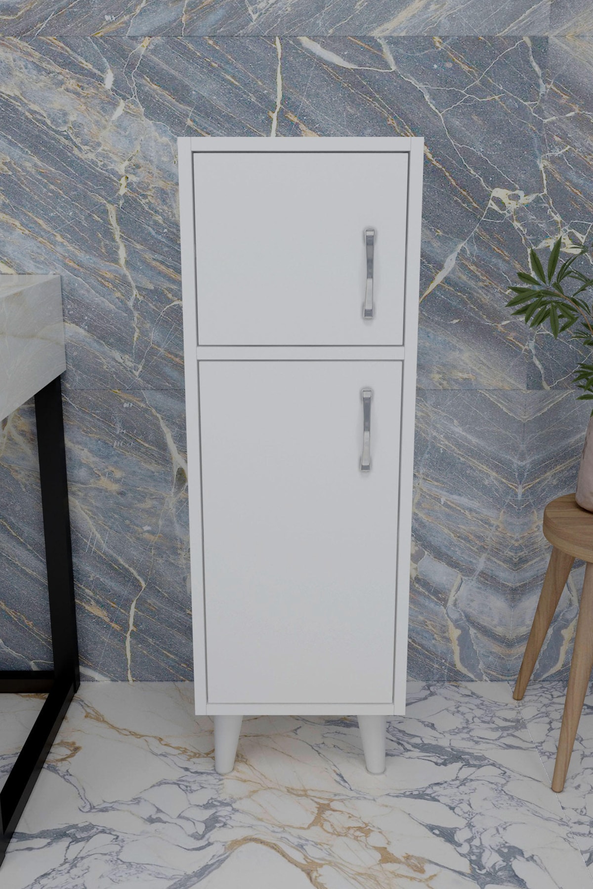 Platinreyon 2 Kapaklı 4 Raflı Çok Amaçlı Banyo Dolabı E4