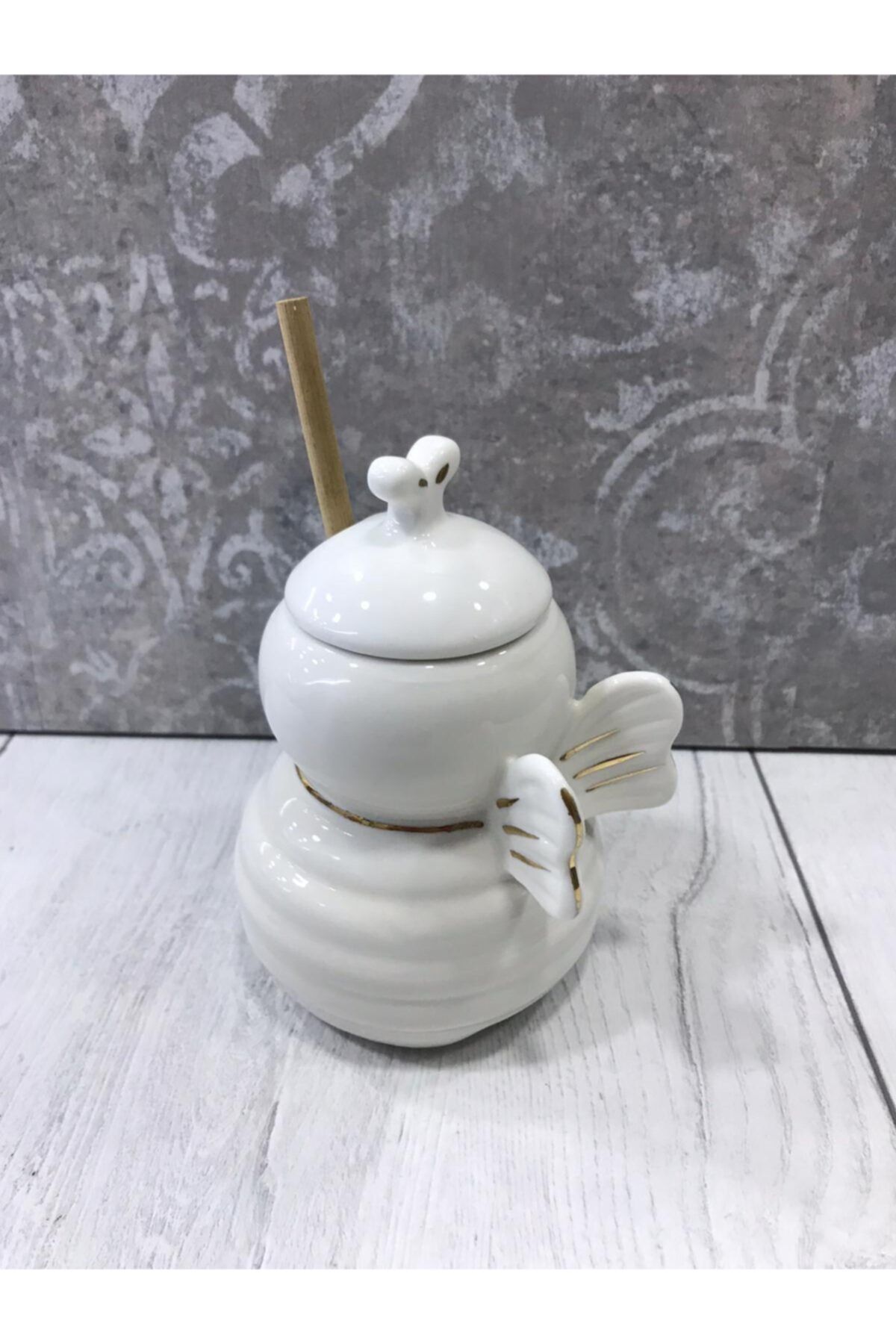 Paçi Seramik Bal Kavanozu 100938 Bambu Kaşık Hediyeli