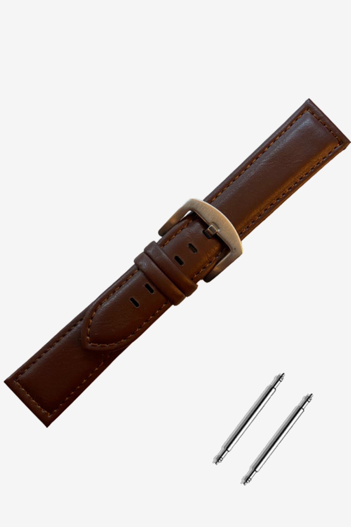 Seiko 20mm Saat Uyumlu Kahverengi Renk Dikişli Deri Saat Kordonu Kayışı