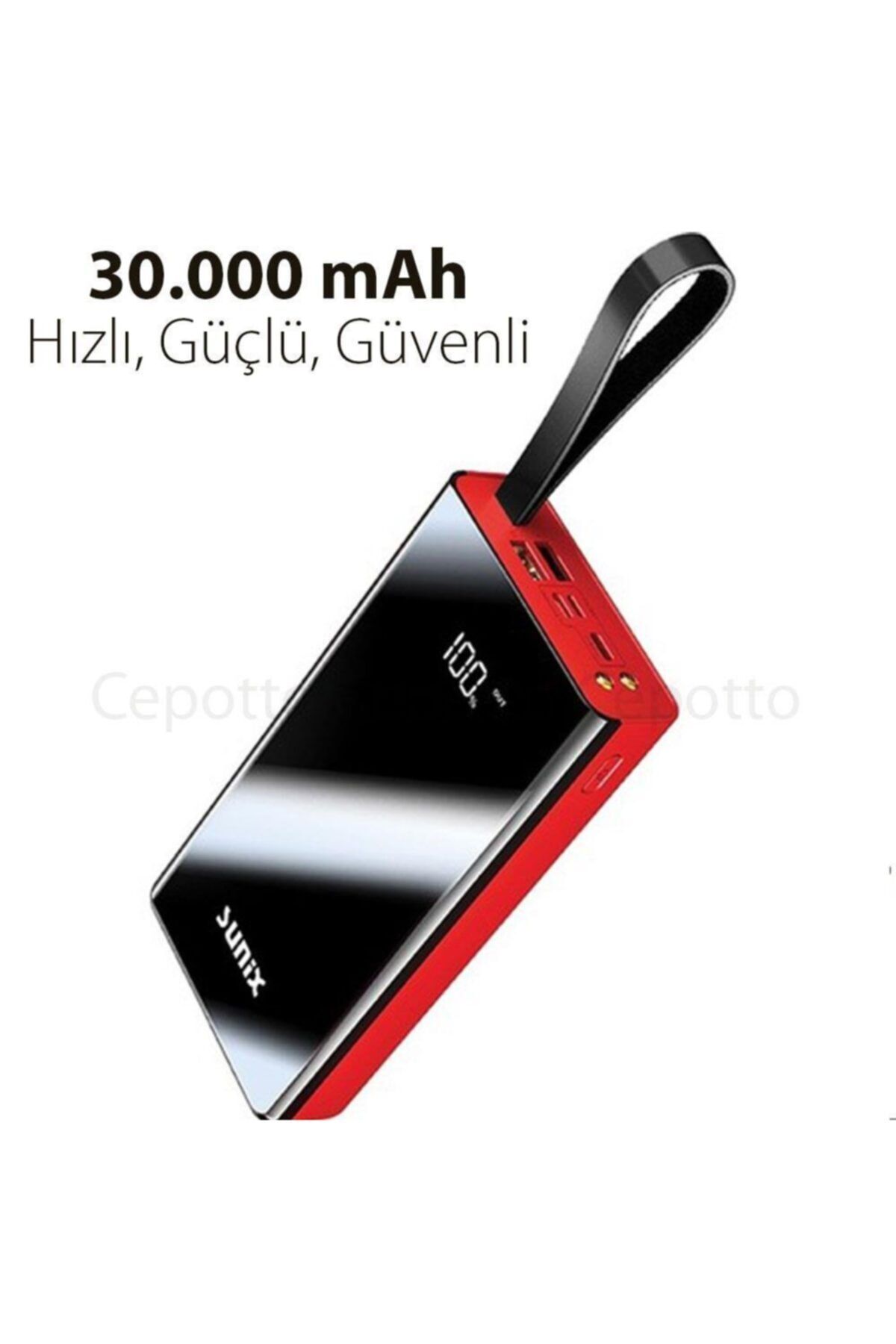 Cepotto 30.000 Mah Led Gösterge Fenerli Bileklikli Hızlı Şarj Powerbank