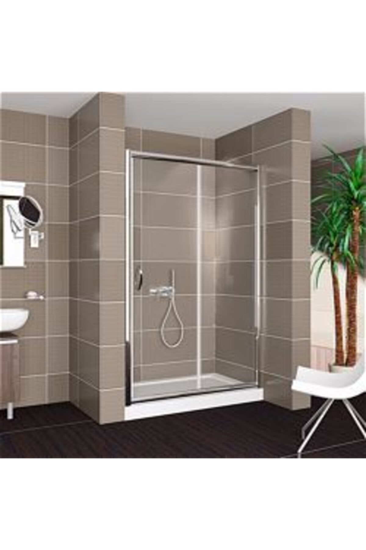 ÖZELDUS Özelduş 100-130 Cm Arası 1 Sabit 1 Açılır 5 Mm Düz Temperli Cam Teknesiz