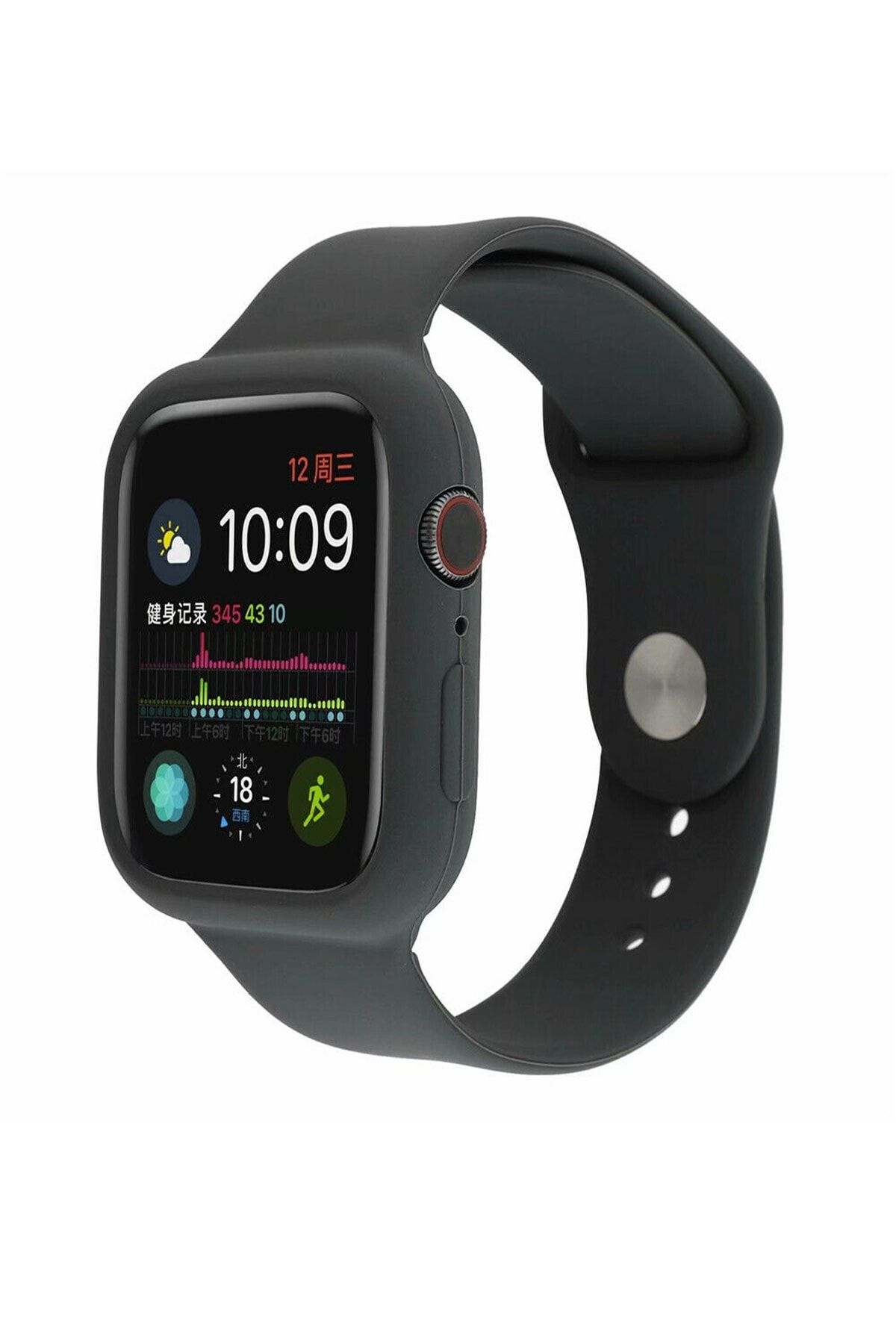 TahTicMer Iphone Watch 38 Mm Kasa Korumalı Silikon Kayış Spor Kordon