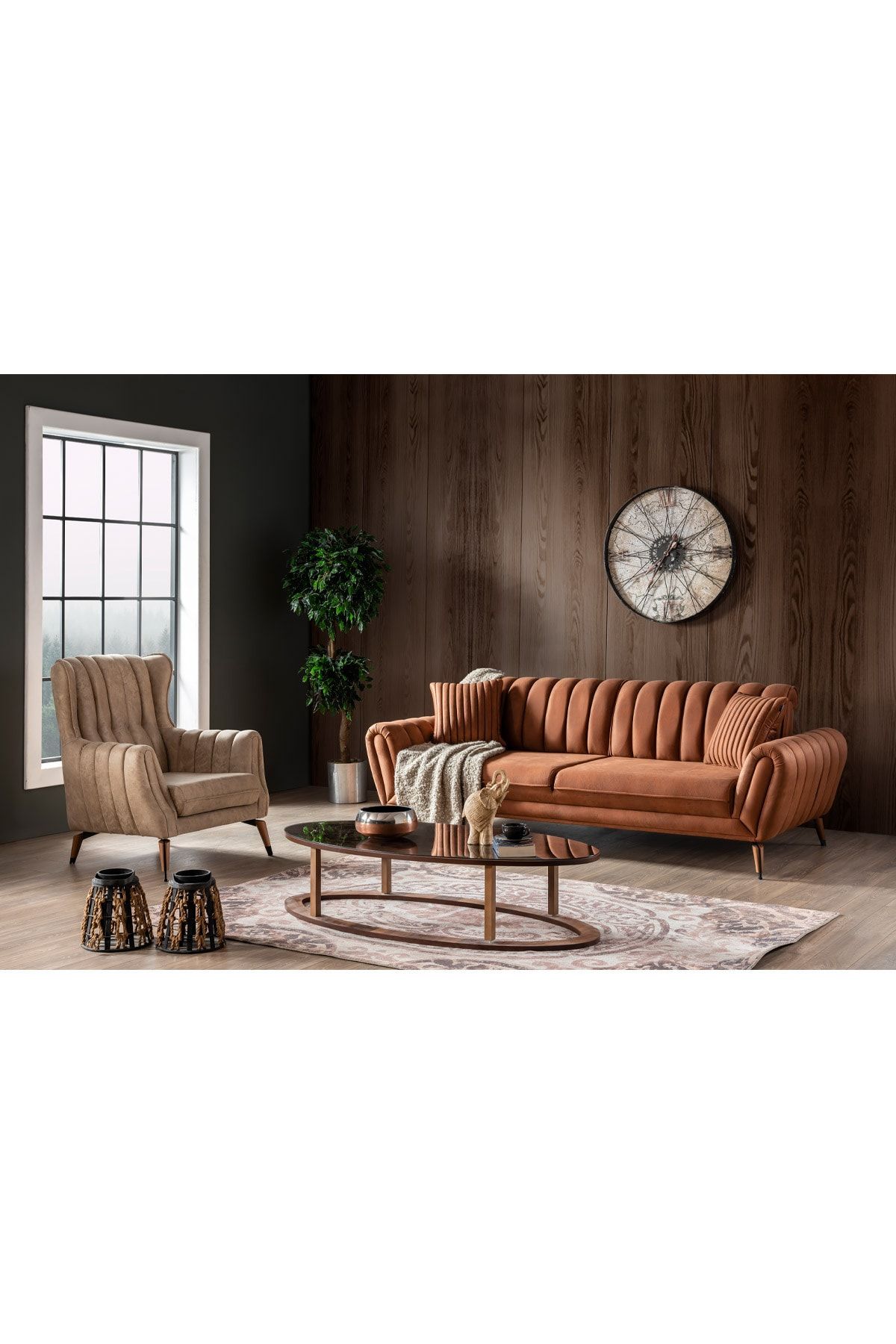 Weltew Home Gusto Koltuk Takımı 3+1 (turuncu-krem)