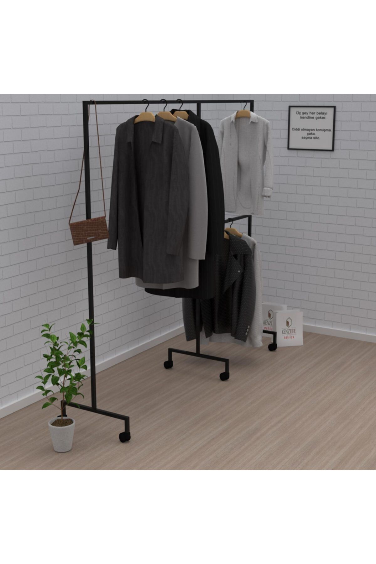 Kenzlife Larose askılık elbise askısı moda syh tekerlekli konfeksiyon dolabı