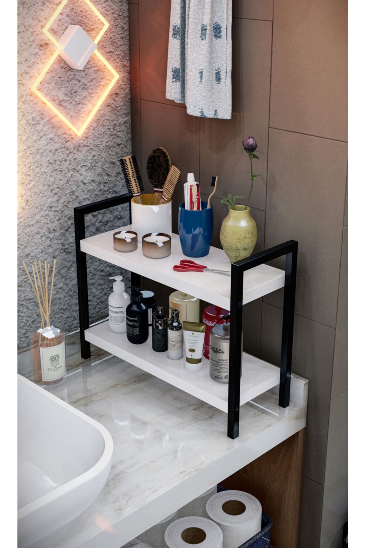 morpanda Masa Üstü Düzenleyici Organizer Dekoratif Mutfak Banyo Rafı Baharatlık Kitaplık Çok Amaçlı Dolap