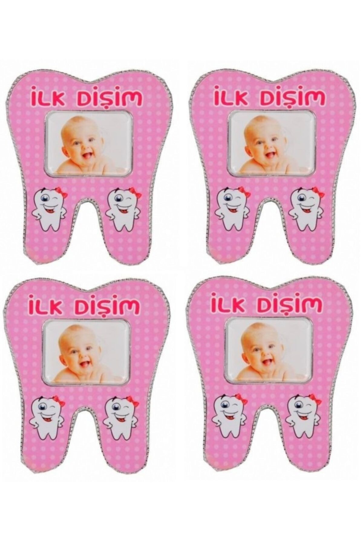 Happyland Pembe Ilk Dişim Foto Magnet Diş Şeklinde Mıknatıslı Ve Ayakta Durabilir Özellikte 8x10 cm 4 Adet