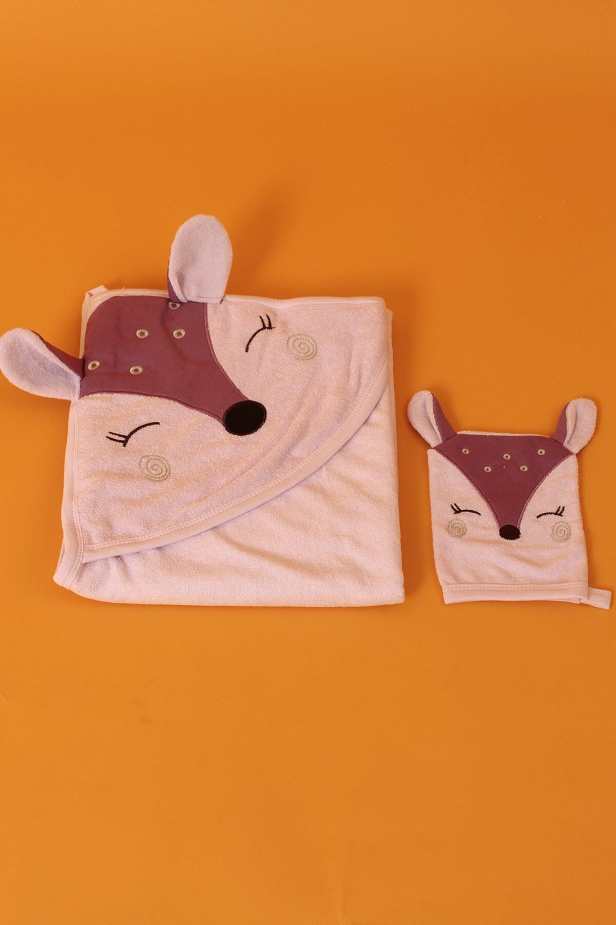 baby line Ceylan Nakışlı Silgi Havlu (pudra)