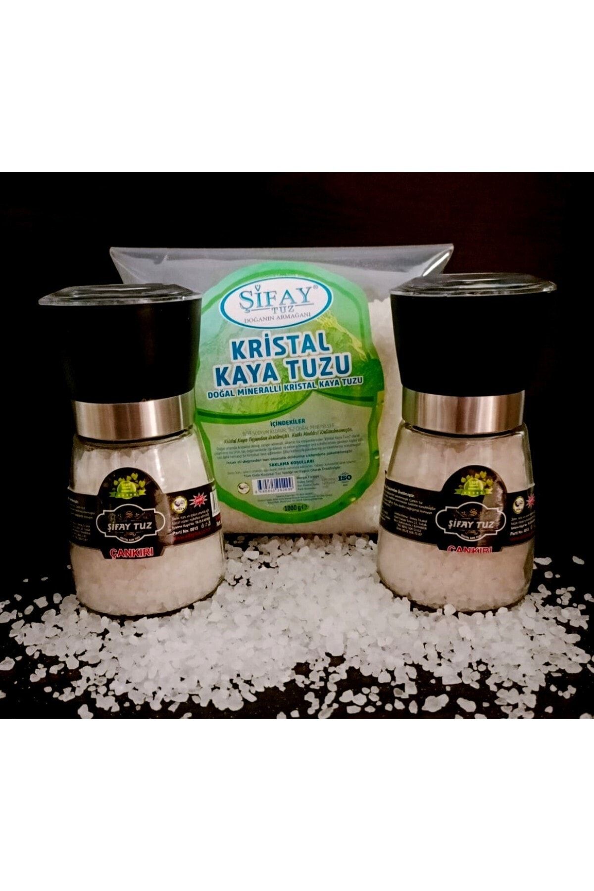 Şifay Çankırı Granül Tuz 1 Kg + 2 Adet 200 Gr Tuz Değirmeni 2 Li Set