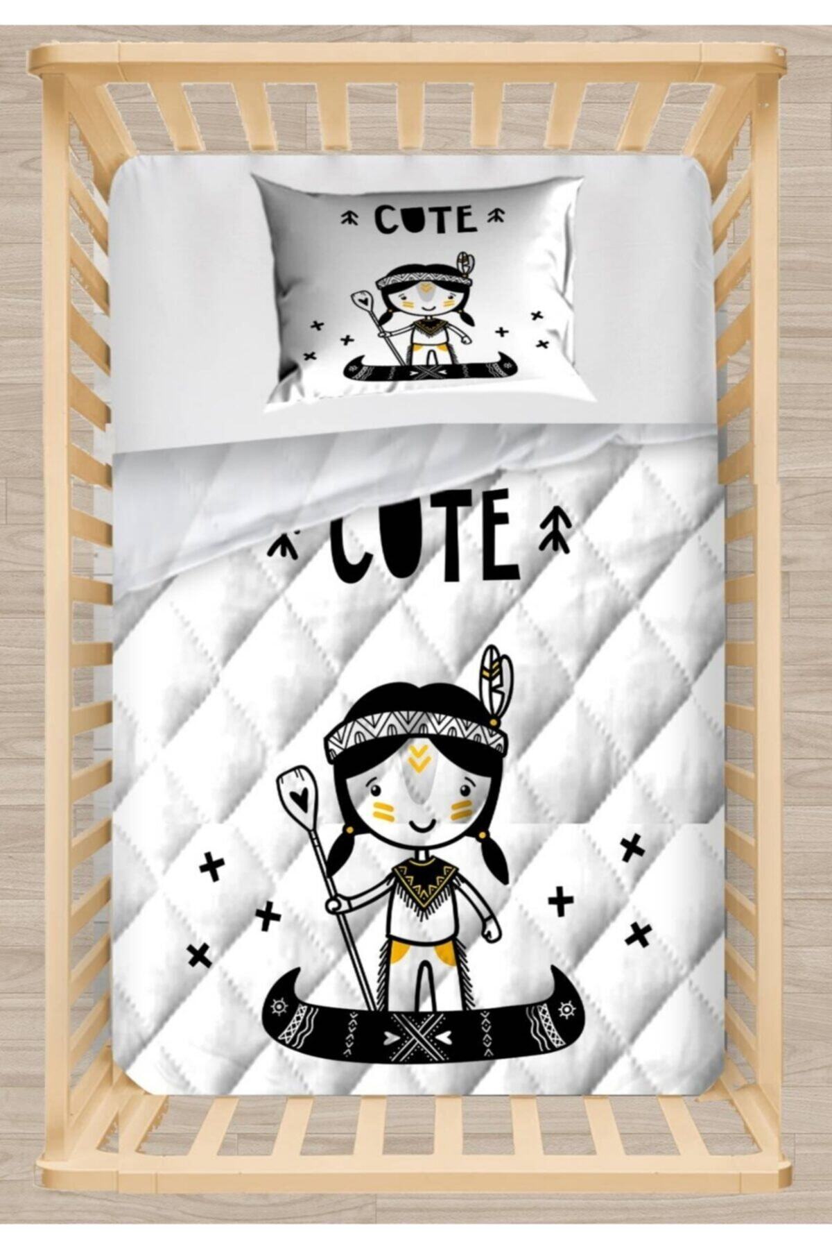 Else Halı Else Sevimli Kızılderili Kız Kapitoneli 3d Desenli Bebek Yorgan Uyku Seti