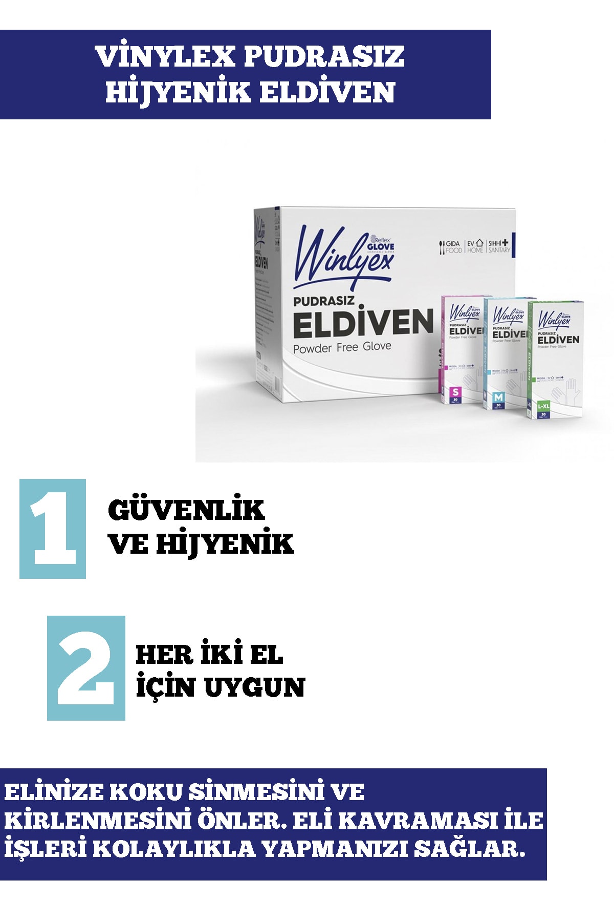 Reflex Winylex Pudrasız Hijyenik Eldiven S(small) Beden