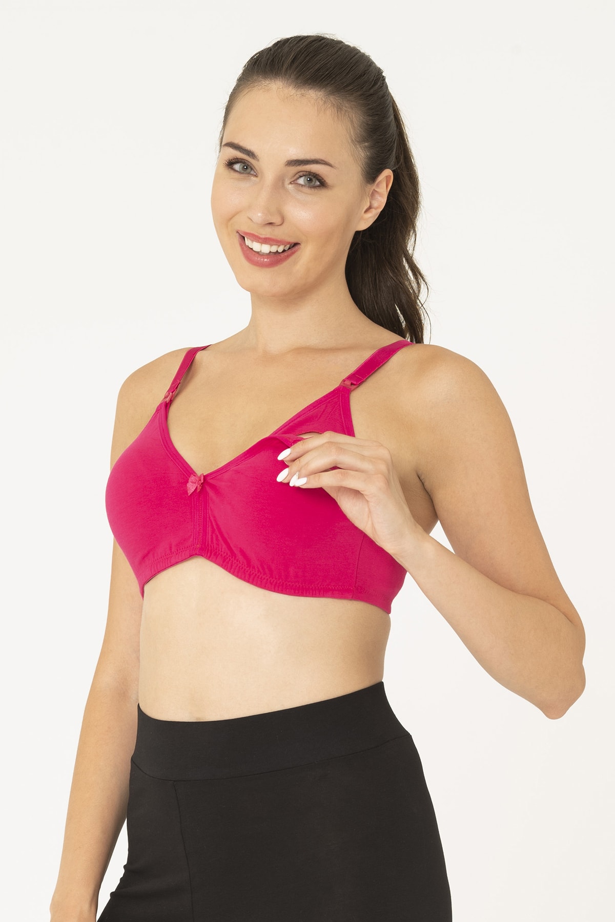 FOR YOU MODA 2 Li Emzirme Sutyen Siyah-fuşya 2li Set