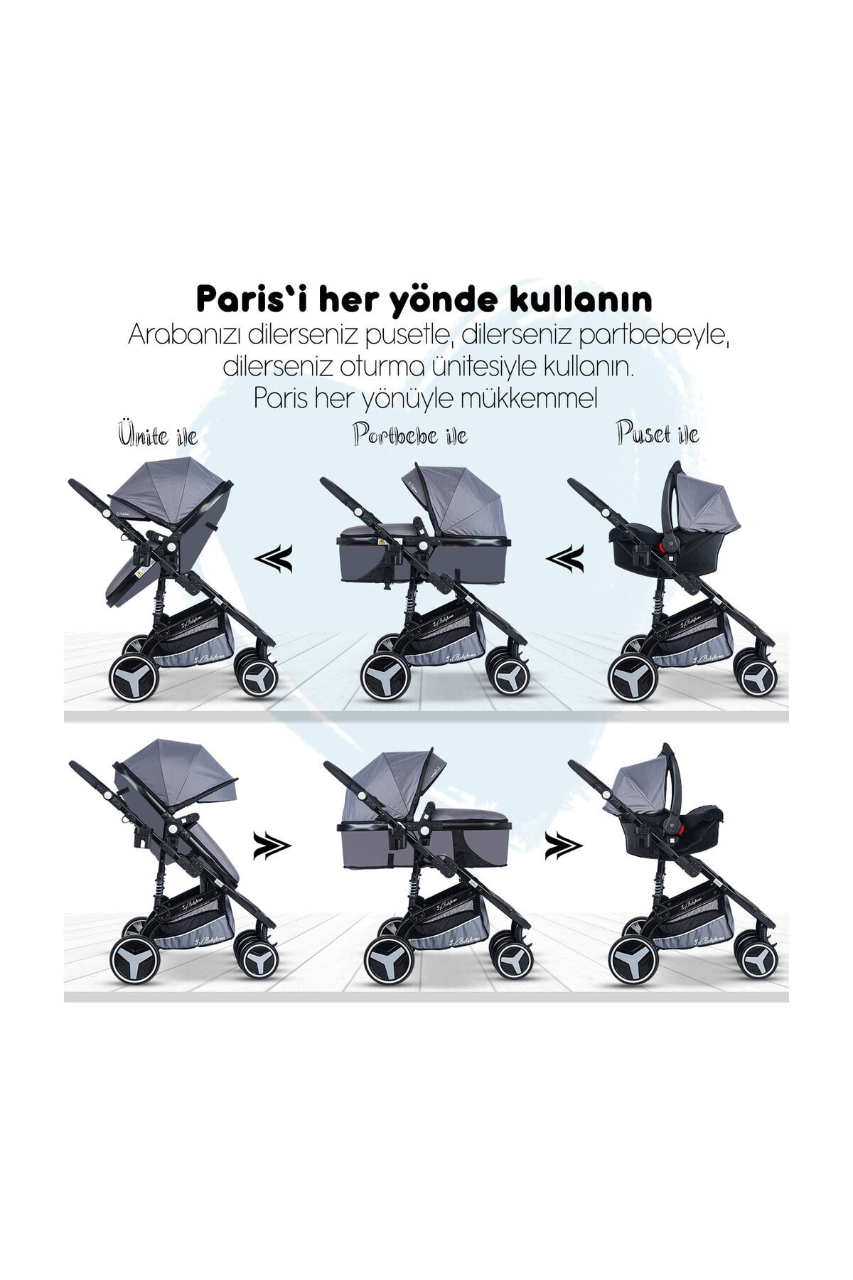 کالسکه کودک سیستم مسافرتی پاریس Bh-945 با کمک فنر