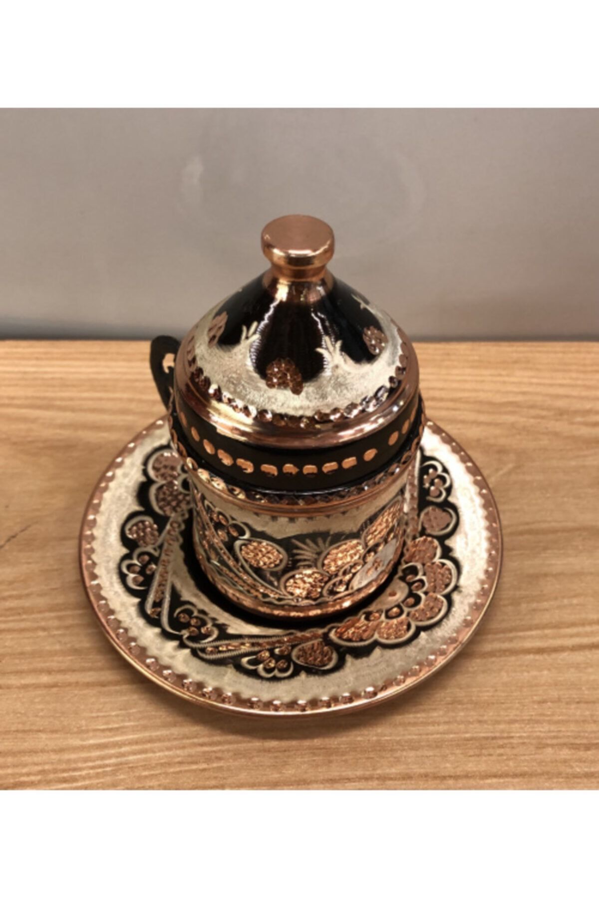 Dergah Bakır Fincan Tekfincan Bakır Işlemeli Fincan Bakır Kapaklı Fıncan Işleme Fincan Hediyelikfincan