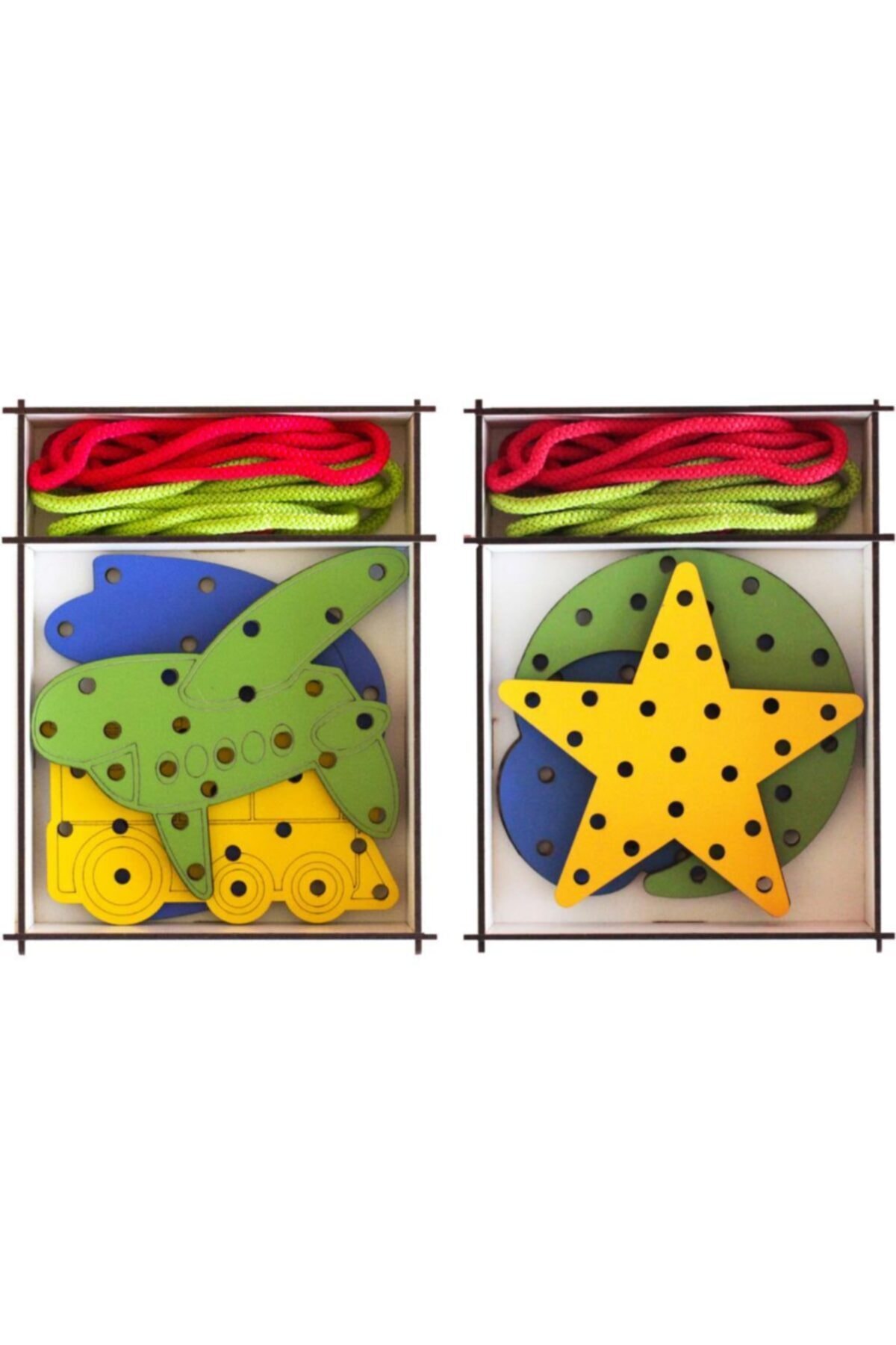 Joy and Toys Ahşap 2 Adet Ip Geçirme Eğitici Ve Eğlendirici Aktivite Seti