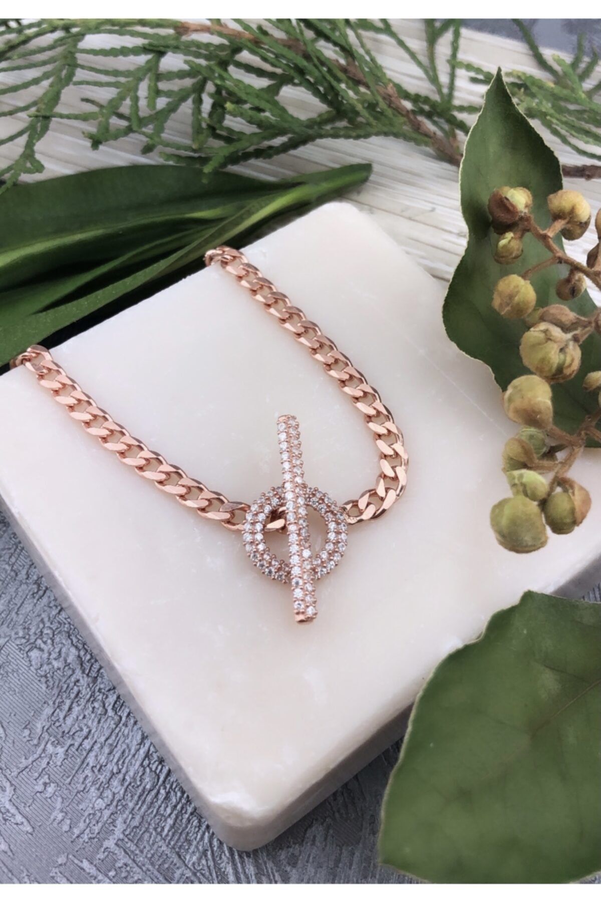 Joel Jewelry El Yapımı Zirkon Taşlı Pembe Altın Kaplamalı Gümüş Bileklik