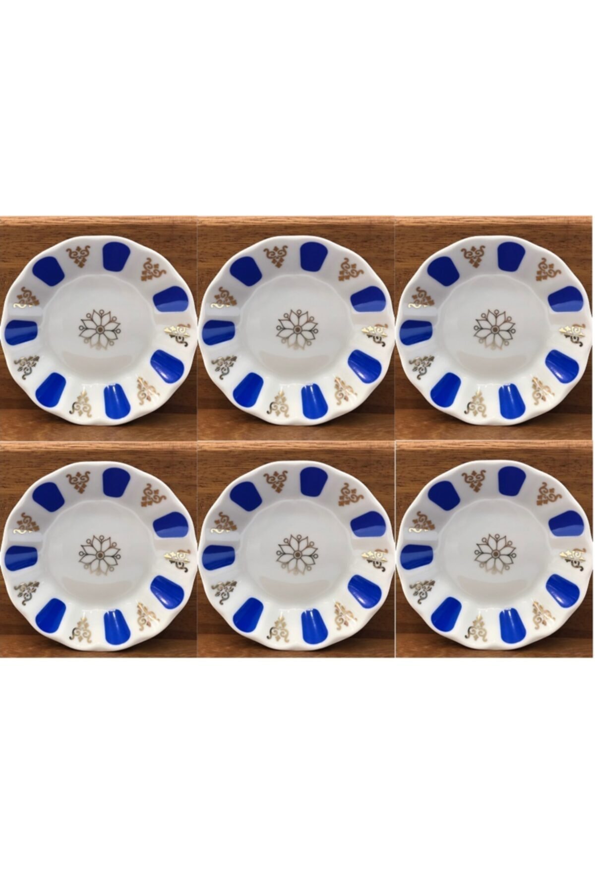 Porland 6'lı Çay Tabağı Porselen Klasik Mavi