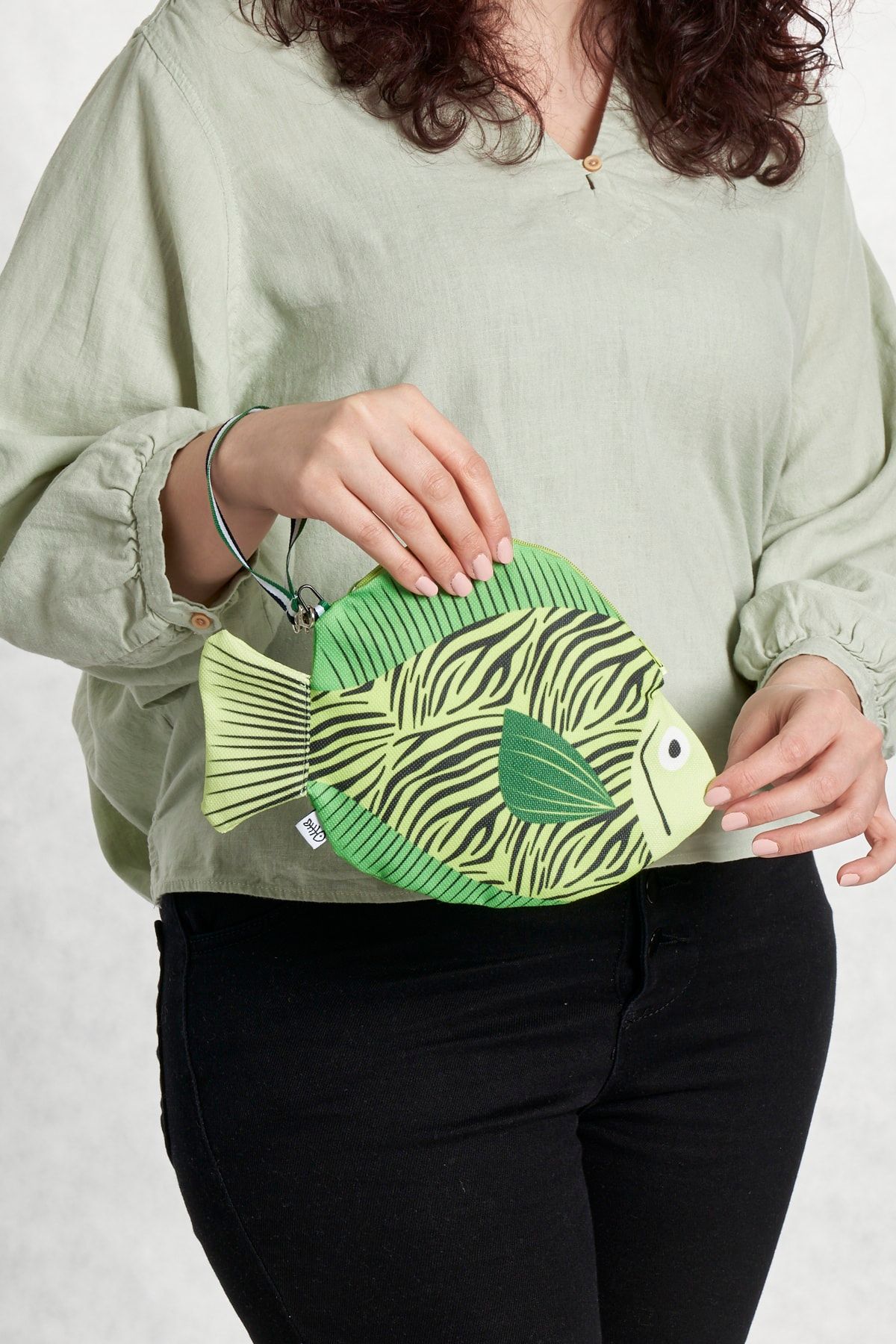 Fish Bone Bags Yeşil Çupra Balığı Makyaj Çantası