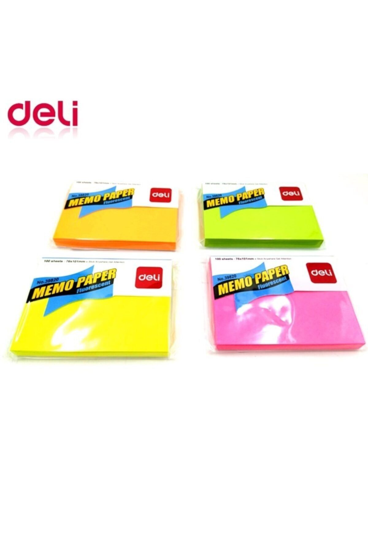 Deli Memo Paper Yapışkanlı Not Kağıdı 76 × 101 Mm 100 Yaprak 4 Renk