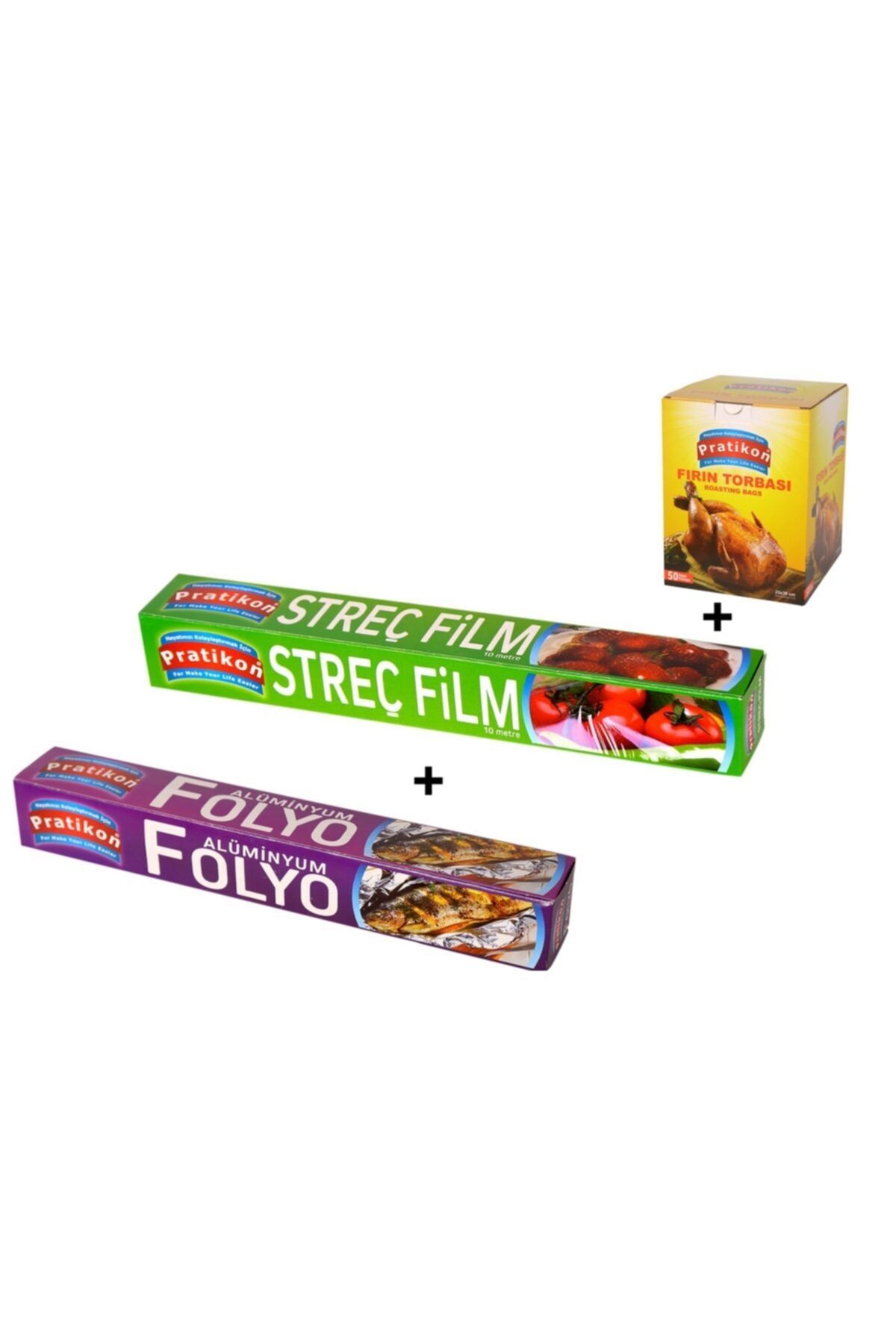 Pratikon Fırın Torbası 2 Paket(2*8adet), Streç Film, Alüminyum Folyo 3'lü Set