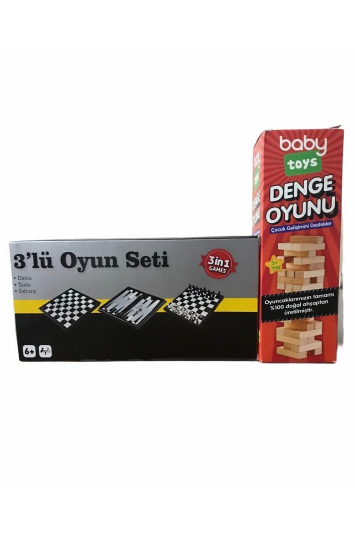 CA Games Manyetik 3'lü Oyun Seti (tavla - Satranç - Dama) + Jenga Denge Oyunu