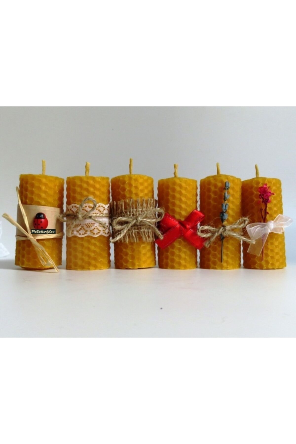 Petekoğlu (6 Adet) Özel Günler Için Doğal Petek Balmumu Mum 7cm X3cm