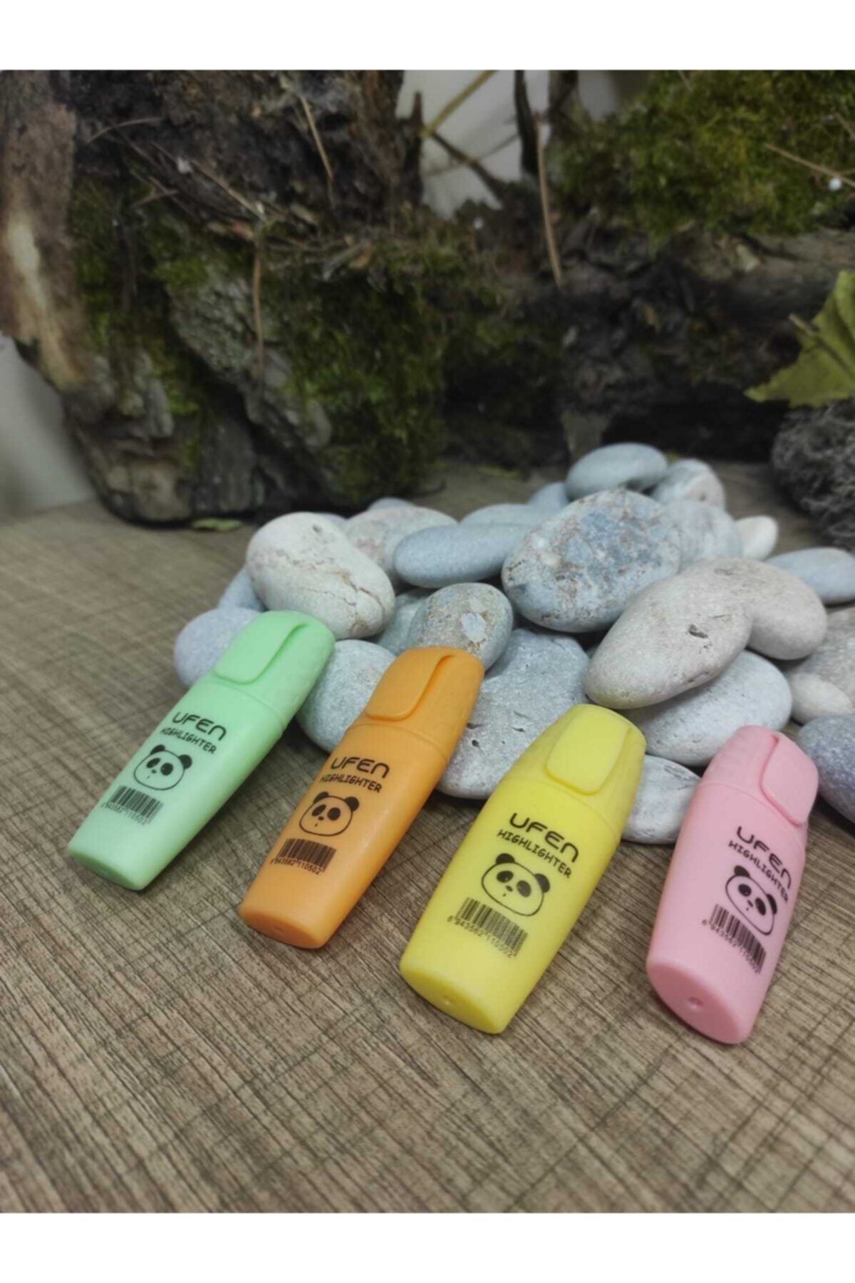 Anadolu Pastel Renkli Panda Figürlü Mini Fosforlu Kalem 4'lü