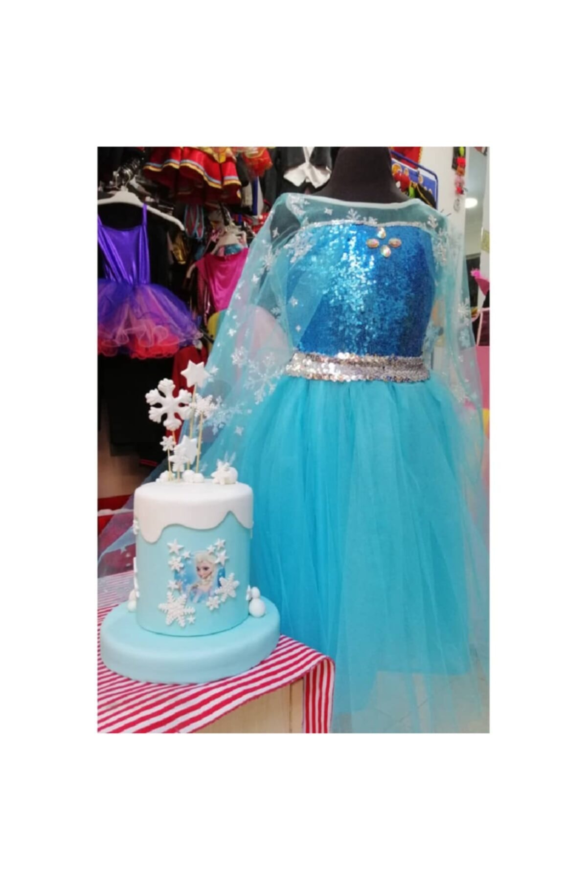 Dolunay Kostüm Kız Çocuk Mavi Elsa Kostümü