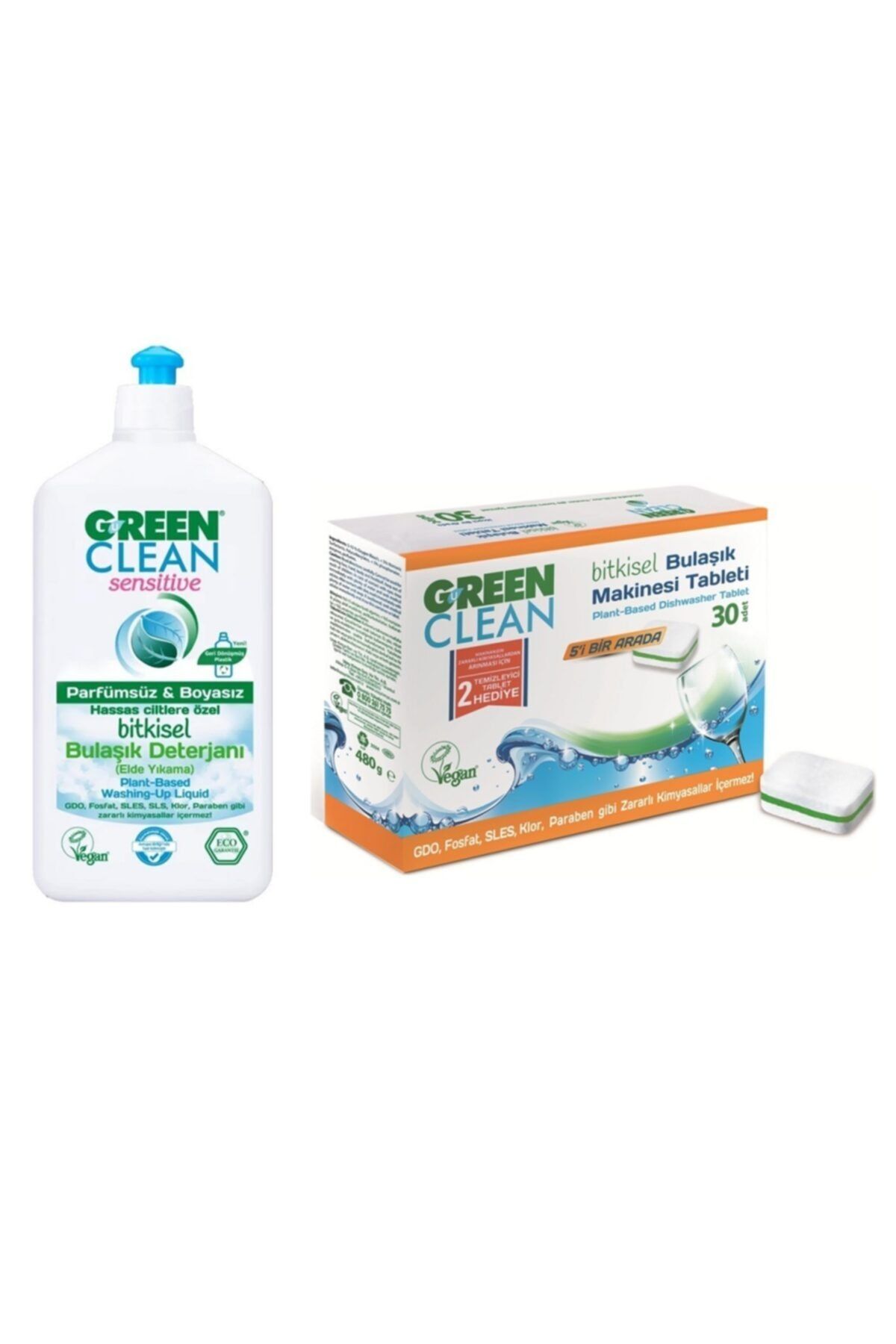 Green Clean Bitkisel Bulaşık Deterjanı & Bitkisel Bulaşık Makinesi Tableti