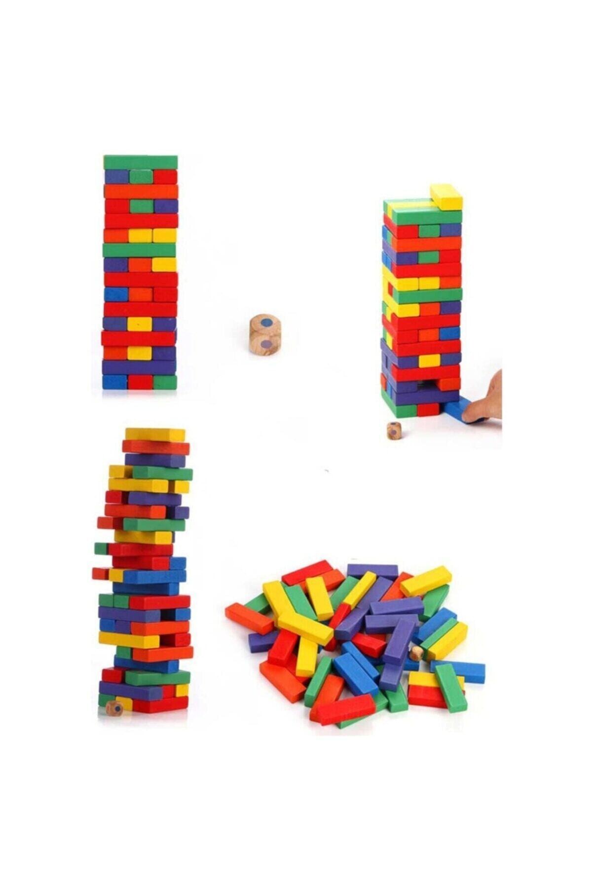 Play Wood Kutulu Renkli Ahşap Tahta Denge Aile Çocuk Kutu Oyunu 54 Parça