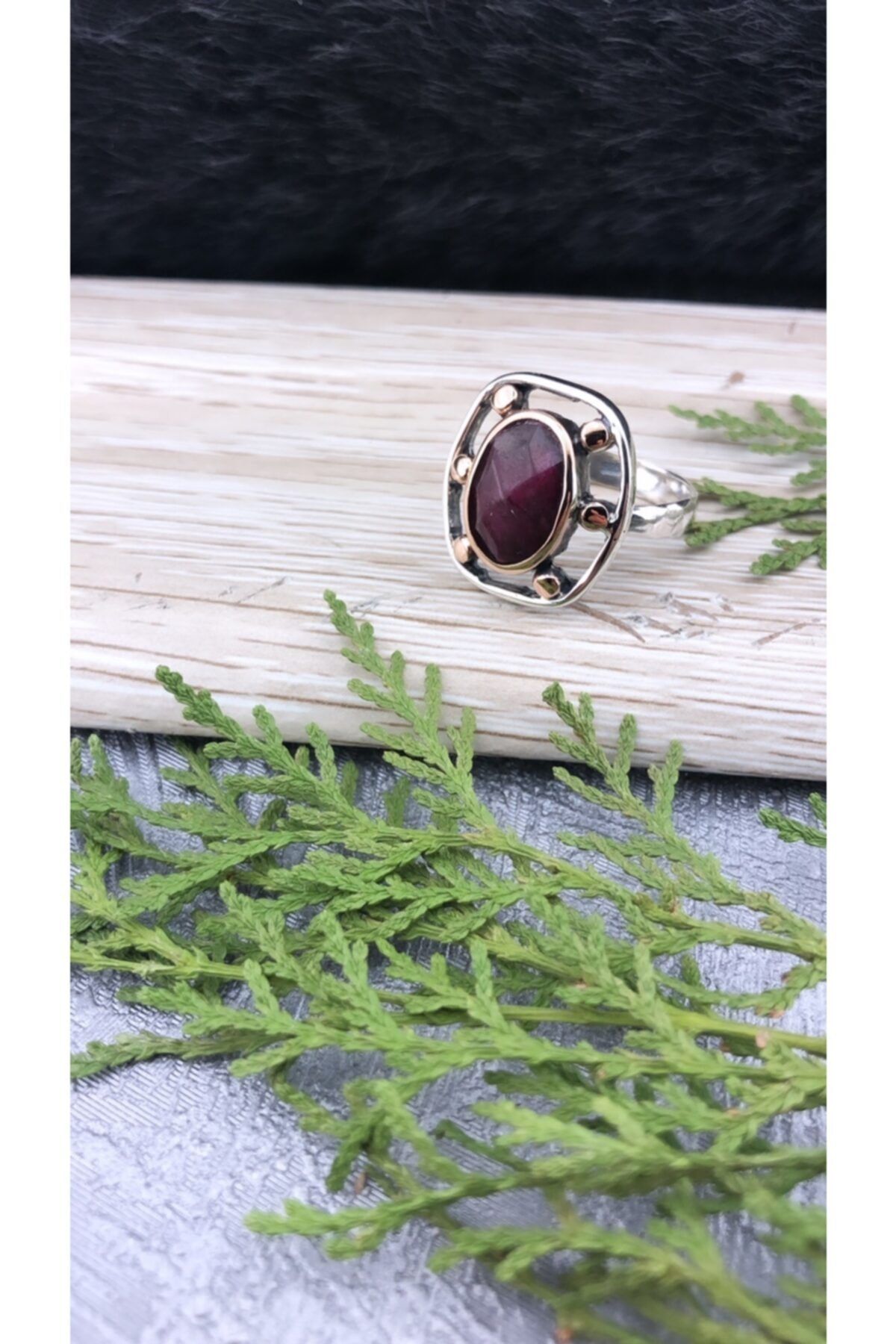 Joel Jewelry El Yapımı Yakut Taşlı Özel Tasarım Gümüş Yüzük