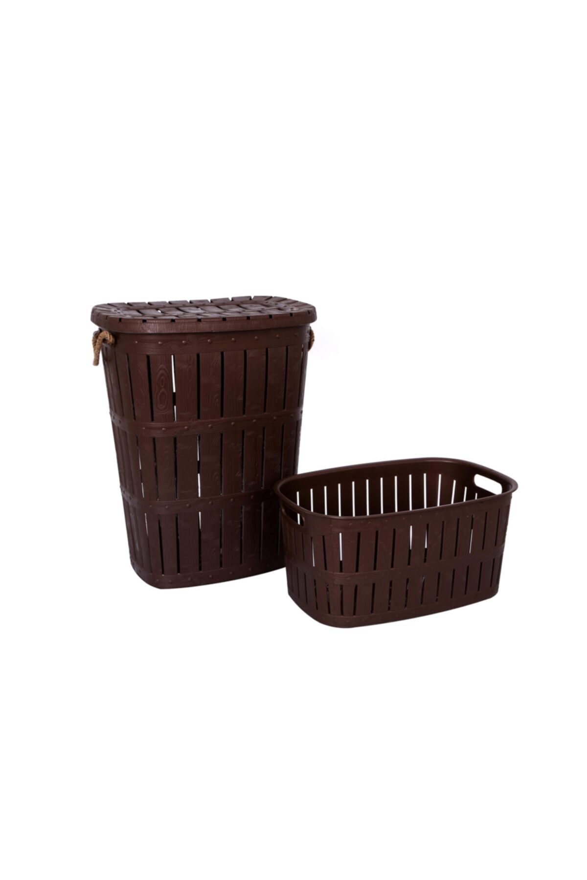 Tuffex Ahşap Görünümlü Kirli Sepeti Ve Çamaşır Sepeti - Plastik Sepet
