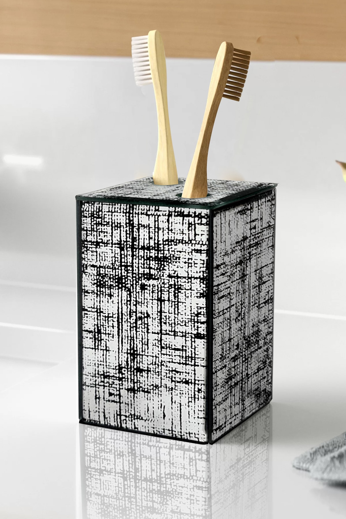 Binbirreyon Eskitme Aynalı Cam Diş Fırçalık Lb012