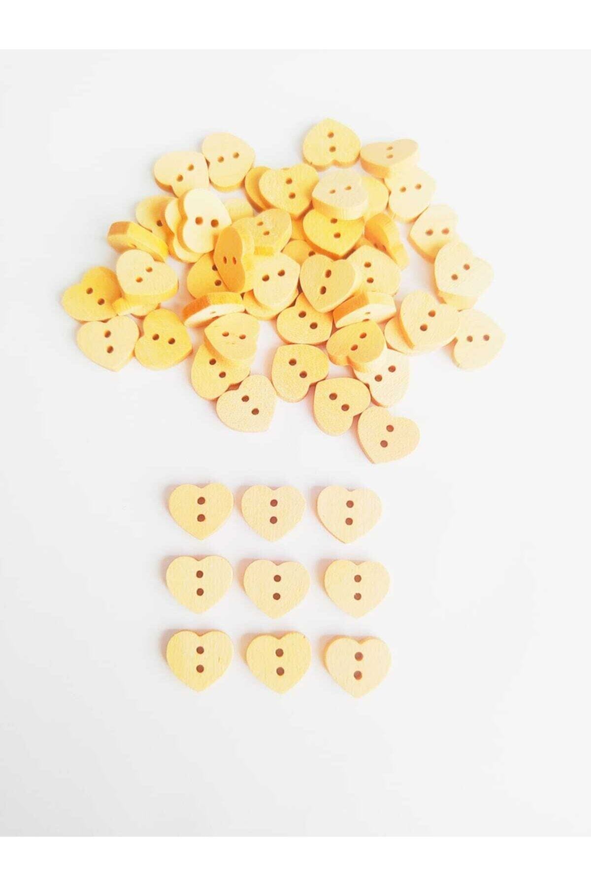 Zedhobi 20 Adet Natural Ahşap Kalp Düğme 12 Mm Düğmeler