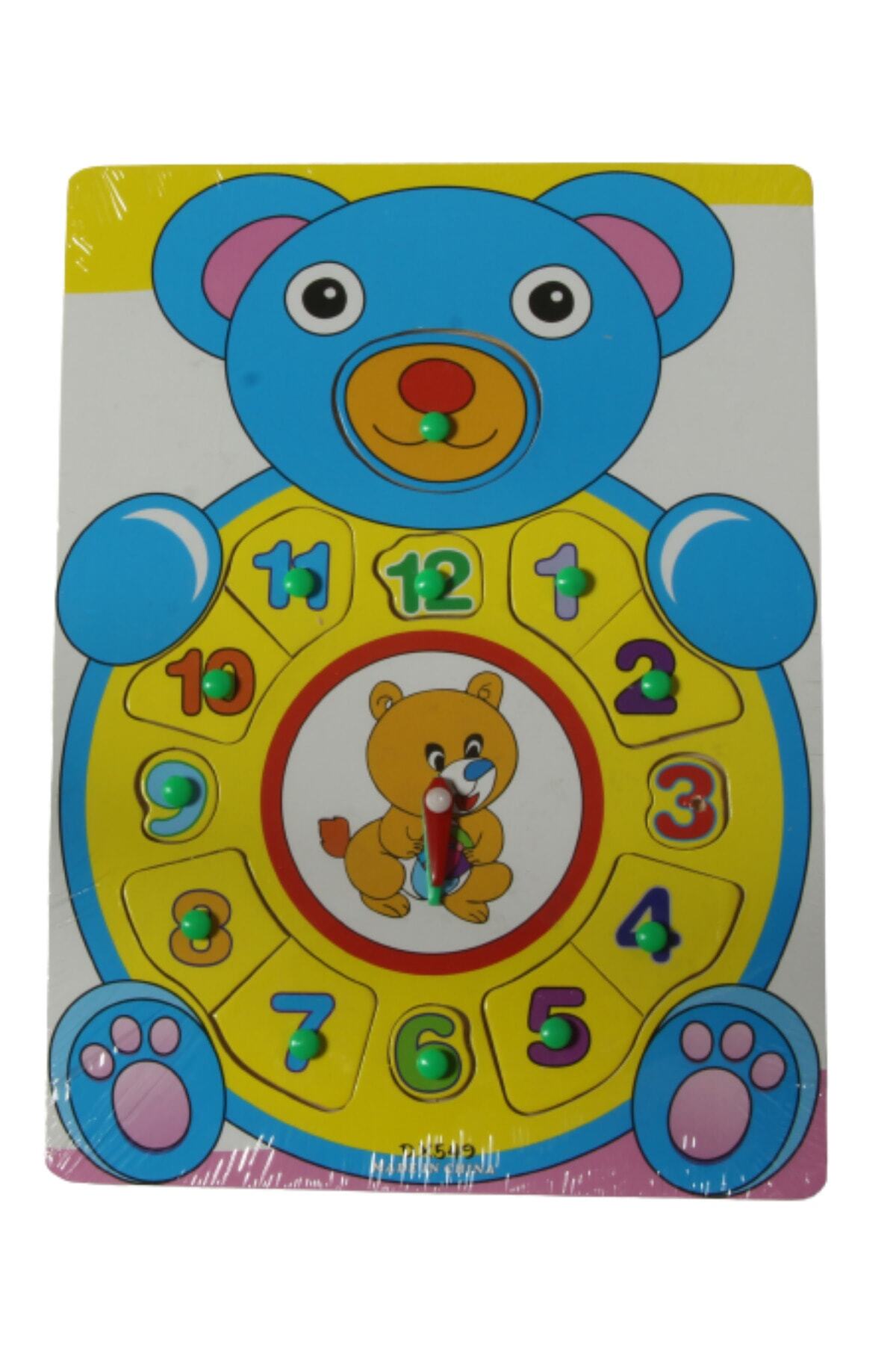 modapratik kids Ahşap Tutmalı Puzzle - Eğitici Saat 30x22cm Ayıcık