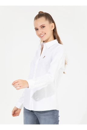Gömlek Yaka Beyaz Kadın Gömlek Crıscolor022k Image 3