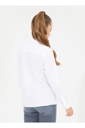 Gömlek Yaka Beyaz Kadın Gömlek Crıscolor022k Image 4
