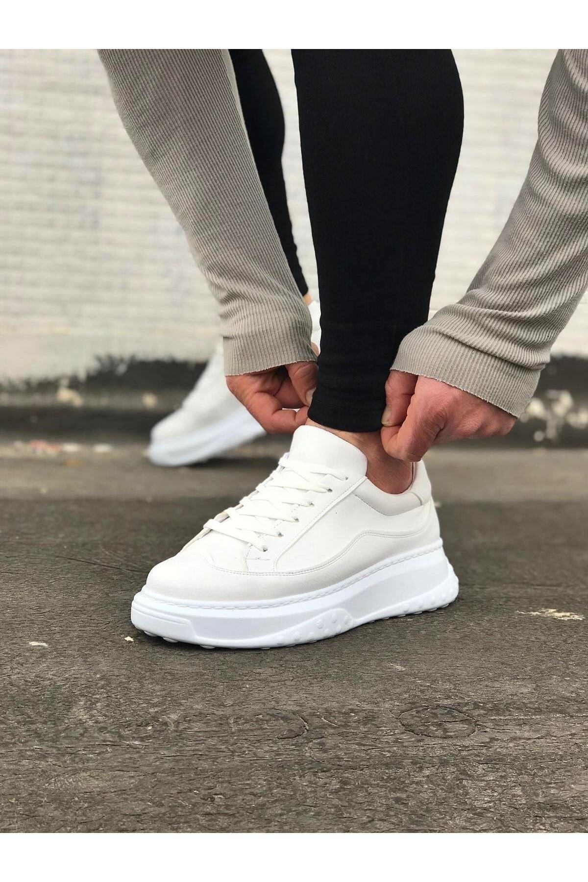 کفش ورزشی مردانه سفید Mp507 Bt Laced Skin Orthopedic High/Thick Sneaker