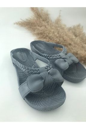 Kadın Fiyonklu Kaydırmaz Plaj Balkon Bahçe Teras Banyo Terliği Image 0