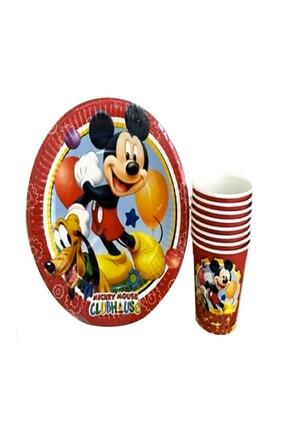 Mickey Mouse Karton Tabak Bardak Seti Doğum Günü Konsepti & Mickey Mouse Temalı Tabak Seti 8'li Image 0
